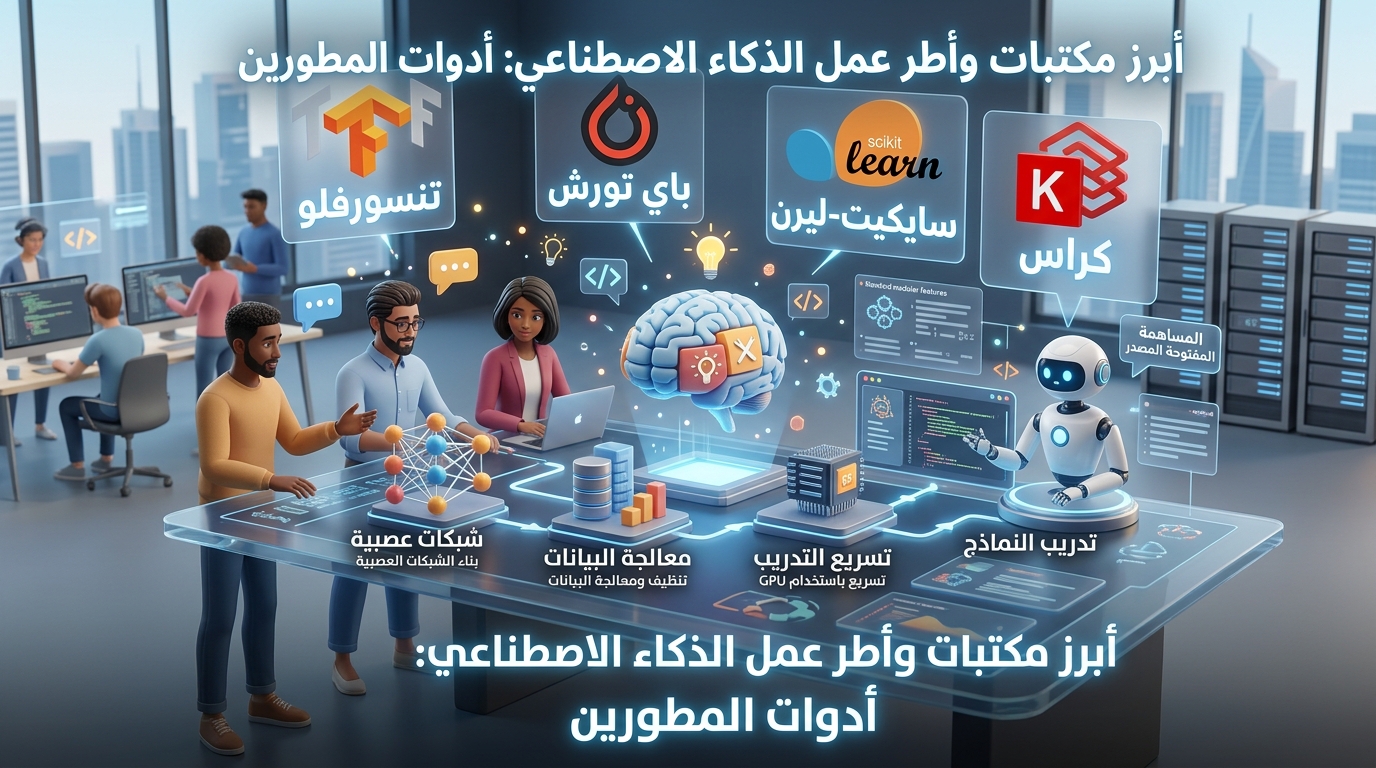 أبرز مكتبات وأطر العمل المستخدمة في بناء نماذج الذكاء الاصطناعي